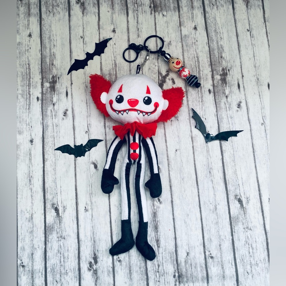 Spooky Horror Creature Clown Plush Keychain Bag Clip